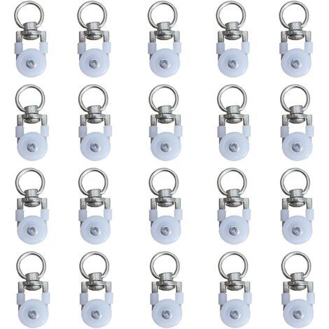 20 pcs Roue de Poulie en Métal, Rouleaux de Rail,Rouleaux de Tringle à Rideaux GlissièRes, Poulie Silencieuse, Rail de Rideaux FenêTre Double Rail Rouleau, pour Tringles à Rideaux H256 (1/5)