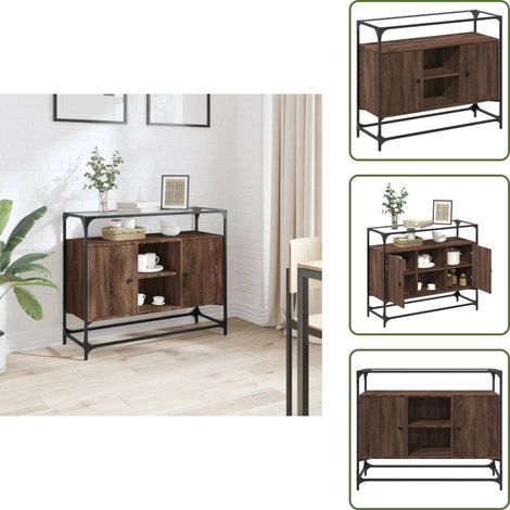 Credenza con piano in vetro - vidaXL Credenza Piano Vetro Rovere Marrone 98x35x81 Legno Multistrato - Credenza per casa