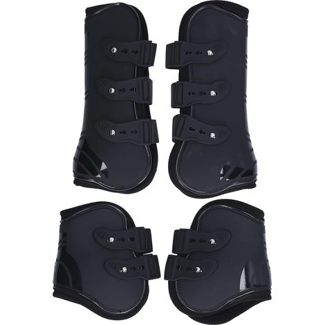 Horse Gaiters, 4 Pieces PU, Horse Tendon Protector Gaiters, Horse Splint Gaiters for Front Legs and Rear Legs, Horse Leg Protector Bands(L) (1/5)