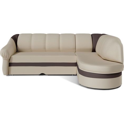 Canapé d'angle droit convertible BENANA 250 cm beige et gris avec coffre
