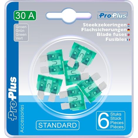 Fusibili lamellari standard 30A verdi 6 pezzi in blister