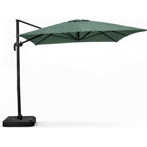 Rechteckiger Sonnenschirm 3x4 m, versetzt, drehbar, grün, aus Aluminium CESARE