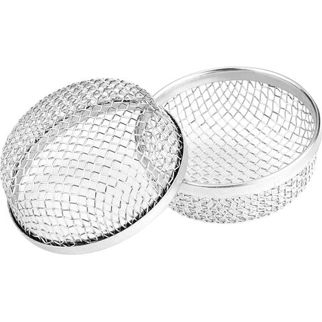 Deux couvercles de poêle ventilés en acier inoxydable, anti-insectes, adaptés aux caravanes et camping-cars, avec fixations à ressort. (1/5)