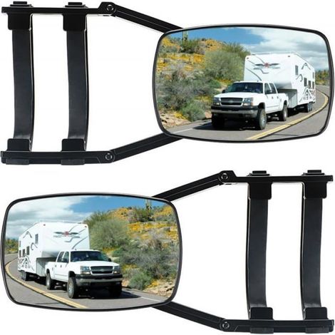 Lot de 2 rétroviseurs, verre plat, coque ABS, réglage 360 degrés, pour SUV, caravane, remorque (1/4)