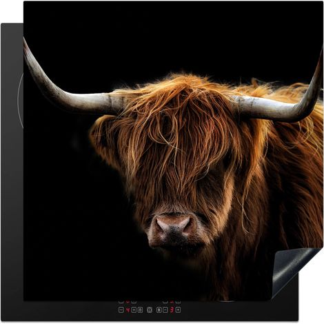 Induction Hob Protector Scottish Highlander - Horns - Black - Animals - Nature - Wild - Cow 78x78 cm
