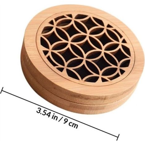 Brûleur D'Encens en Bois, Support D'Encens, Brûleur D'Arôme Rond 9x9x2cm, Poêle D'Aromathérapie de Bureau à Domicile pour la (1/5)