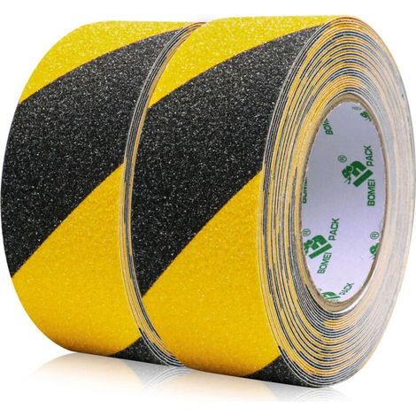 Lot de 2 bandes antidérapantes pour escaliers, ruban de sécurité, ruban antidérapant jaune et noir, rubans de signalisation, panneaux de sécurité (5 cm x 10 m) (1/5)