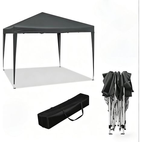 CHICFURN Carpa plegable 3x3 m antracita de hierro y lona Oxford con bolsa de transporte (1/5)