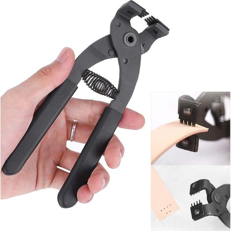 Perforatrice pour cuir 4 mm 4 dents (4 dents) Pince silencieuse portative en acier au carbone de 6,7 pouces Outil de perforation pour travaux manuels en cuir Perforatrice pour coutures en cuir