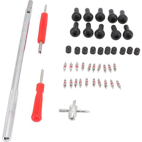 Kit d'outils pour retirer les obus de valve de pneu : outil 4 voies, capuchons de valve simples et doubles, extracteur d'obus de valve pour moto/vélo (1/5)