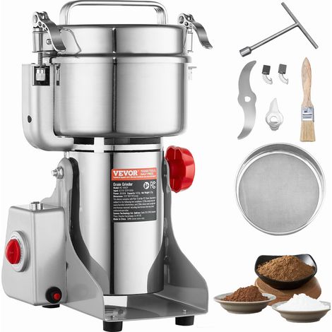 Moulin à épices Électrique 1000 g, Broyeur à Grains Commercial 3000 W Haute Vitesse, Moulin à Farine en Acier Inoxydable, Type Oscillant, pour Moudre Rapidement Céréales Épices Herbes Cafés (1/5)