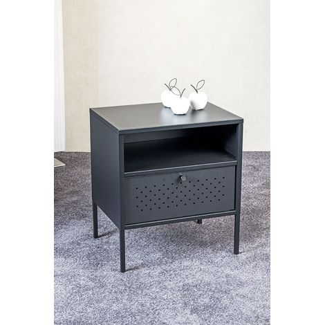Meuble console, table console en métal coloris noir avec 1 tiroir -longueur 45 x profondeur 35 x hauteur 50 cm