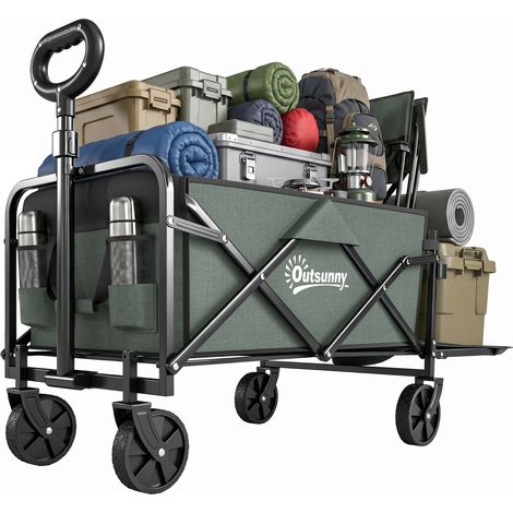 Gartenwagen 90 kg belastbar, klappbar Transportwagen mit herausnehmbare Plane, Griff, Rädern 72 Liter Grün (1/5)