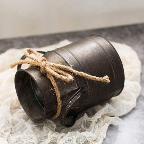 Aramox Pots de fleurs vintage en métal, seau à suspendu durable pour une décoration jardin rustique (1/5)