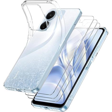 FUNDA PARA XIAOMI REDMI 10 SILICONA TRANSPARENTE + 3X CRISTAL TEMPLADO (1/3)