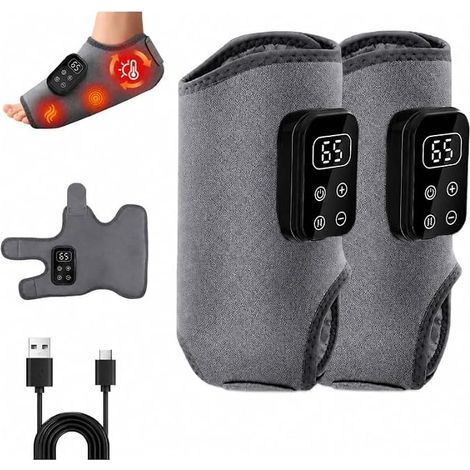 3 en 1 Masseur de Pieds Électrique, 2Pcs Portable Masseur de Cheville avec Sans Fil, 3 Modes Vibration et 6 Niveaux de Chauffageé, Massage Pieds pour Douleur et Circulatio, pour Maman, Papa (1/2)