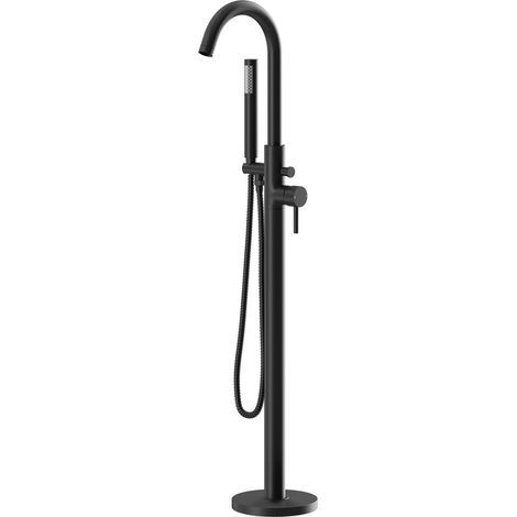 Colore Round Matt Black Freestanding Bath Shower Mixer Tap (1/5)