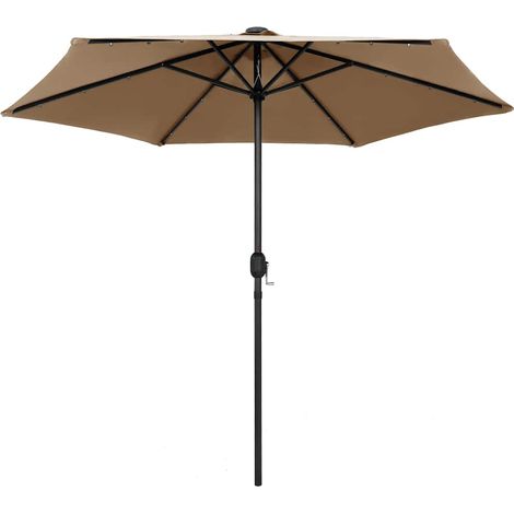Ombrellone  Parasole con Luci a LED e Palo Alluminio 270 cm Tortora (1/5)