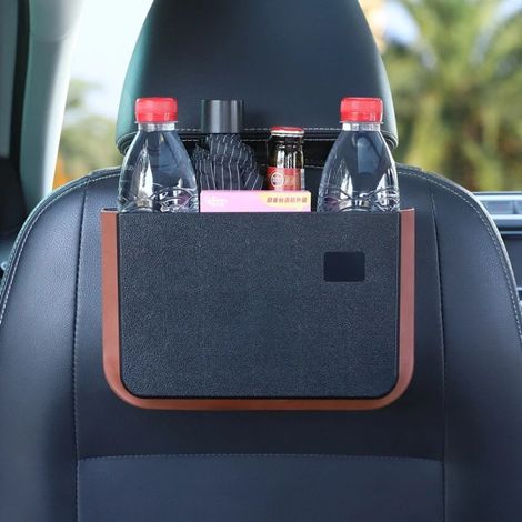Organisateur de coffre de voiture noir, sac de rangement pour dossier de siège auto, housse pratique pour accessoires (1/5)