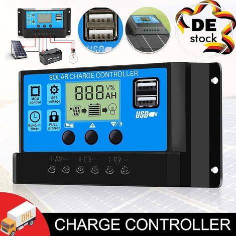 Contrôleur de chargeur solaire MPPT 12V-24V, régulateur de panneau, double port USB, écran LCD numérique (1/5)