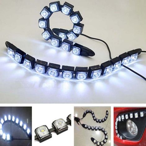 Lot de 2 feux de jour universels à 12 LED flexibles pour voiture, feux de brouillard et antibrouillard. (1/4)