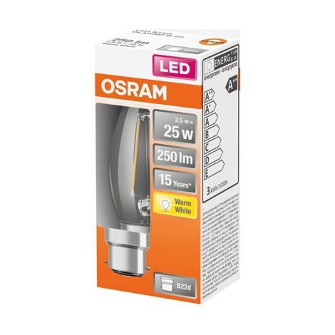 Led llama clara filamento 2.5w B22 cálido caja 1 - Osram
