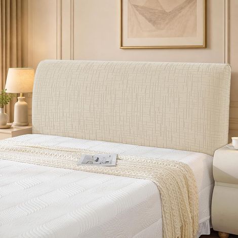 Housse Tete De Lit Doux Élastique, 150cm, Beige (1/5)