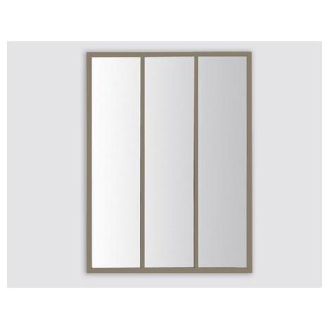 Miroir industriel 3 bandes métal gris usé 90x120cm (1/2)