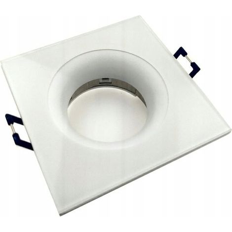 Luminaria hermética empotrable GU10 con cubierta de cristal blanco cuadrada. (1/2)