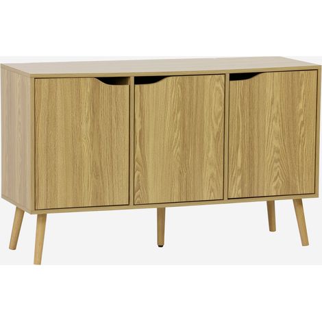 Credenza effetto noce con 3 ante e 3 ripiani, 120cm (1/5)