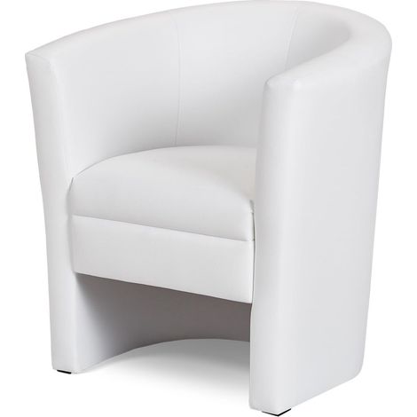 Fauteuil cocktail blanc en simili-cuir, 73 x 78 x 60 cm, hauteur d'assise 42 cm, largeur d'assise 46 cm, rembourrage en mousse, design simple et intemporel, idéal pour salon, coin lecture, chambre (1/5)