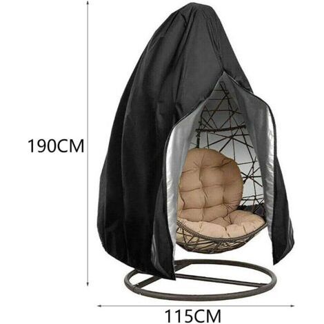 Couverture de Fauteuil Oeuf Imperméable Housse de Fauteuil Oeuf Suspendu Exterieur Jardin Couverture de Chaise Suspendue Coupe-Vent Anti-UV(Noir)