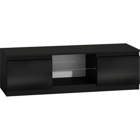 TIVOLI - Meuble TV style moderne - 120x40x36cm - 2 niches + 2 portes - Rangement matériel télé/audio - Noir (1/3)