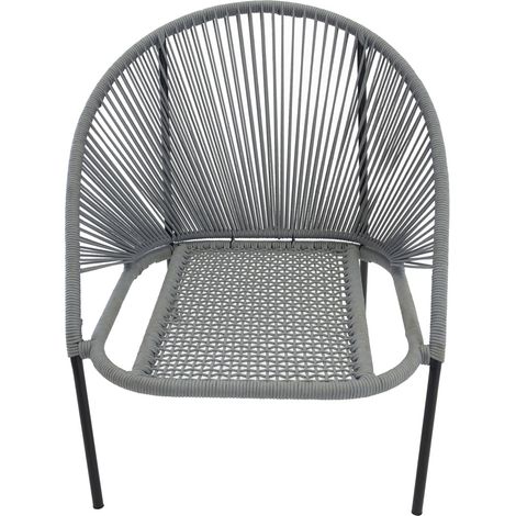 Lindos Chaise longue avec coussin, empilable, noir, gris.
