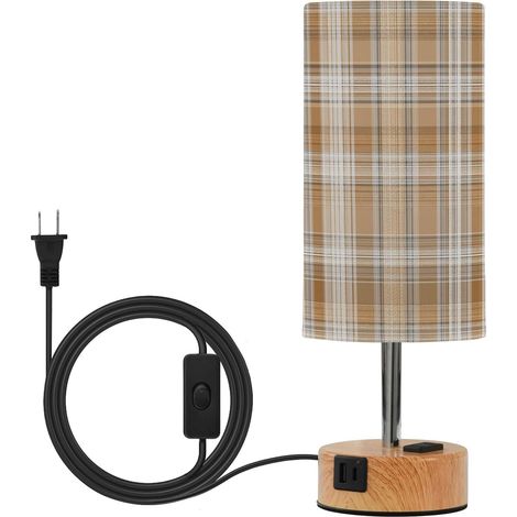 Yuiboo Lampe de table tactile à carreaux marron avec abat-jour en (1/5)