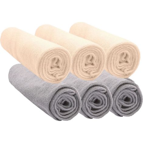 Housse matelas à langer 50x70 cm Coton Bio (3 Ecru + 3 Noisette) (1/4)