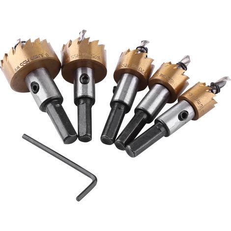 Ensemble de scie à trous, ensemble de coupe-acier de 5pcs à haute vitesse, vif d'usure anti-corrosion pour la machine à forage à main de forage électrique vertical (1/5)
