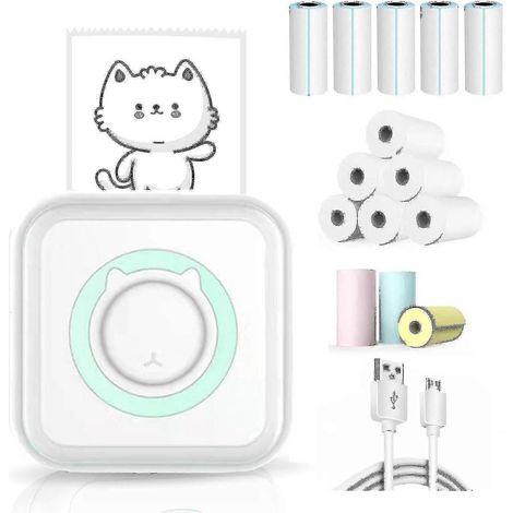Mini imprimante d'autocollants de poche, imprimante thermique portable sans fil Bluetooth pour notes, mémos, photos, étiquettes de poche (1/2)