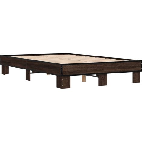 Estructura cama madera ingeniería metal marrón roble 140x190 cm vidaXL (1/4)