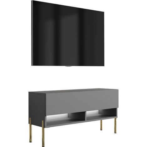 Mobile TV : Antracite, gambe dritte dorate, 100 × 32 × 52 cm (1/5)