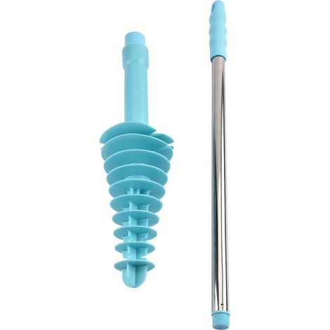 1 déboucheur de canalisation, tête TPR élastique, poignée ABS, tube acier inoxydable, pour toilettes à siphon (1/5)