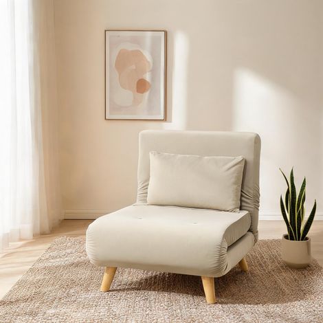 Canapé convertible beige en polyester acier 72 x 78 x 79 cm (1/5)