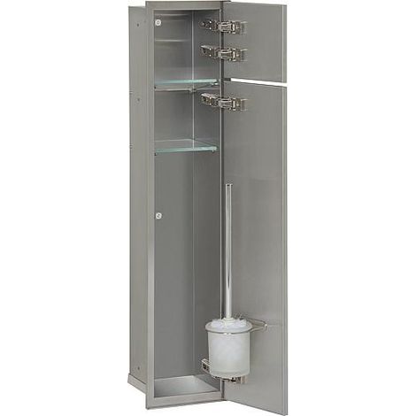 WC container mural, 2 portes pour carrelage, 1 derouleur, 1 casier, butee gauche, 185x831mm (1/4)