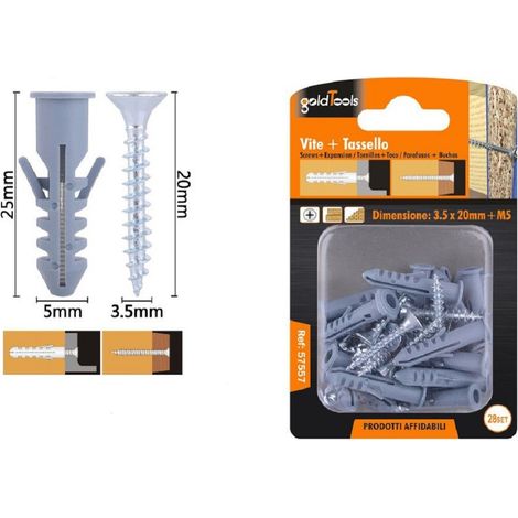 Kaela - Set 28pz Viti Vite Croce 3.5x20mm + Tasselli Con Alette Tassello M5 Fischer 57557 - (1/2)