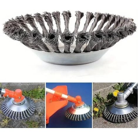 (1 roue en fil d'acier de 15 cm) Brosse désherbeuse de jardin, brosse pour tondeuse à gazon, brosse pour coupe-bordures, outils de coupe, tête de coupe-bordures (1/5)