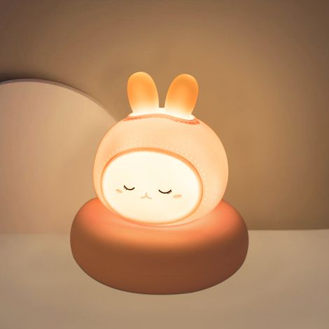 Veilleuse bébé en forme de lapin, rechargeable par USB, luminosité réglable sur 3 niveaux (1/2)