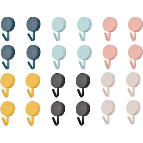 Filiyano-Lot de 20 crochets adhésifs en plastique noir et blanc, amovibles, pour salle de bain, cuisine, bureau, armoire, verre. Couleurs assorties. (1/5)