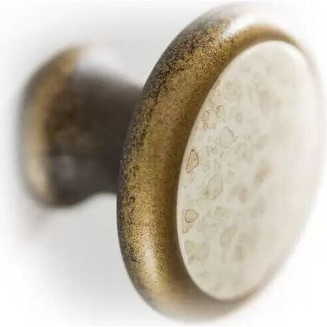 Pomolo rotondo effetto bronzo con placca maculata 35x26mm - 026E Fungo