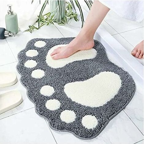 Tapis de bain absorbant 40 x 60 cm pour baignoire, douche et salle de bain (gris) (1/5)