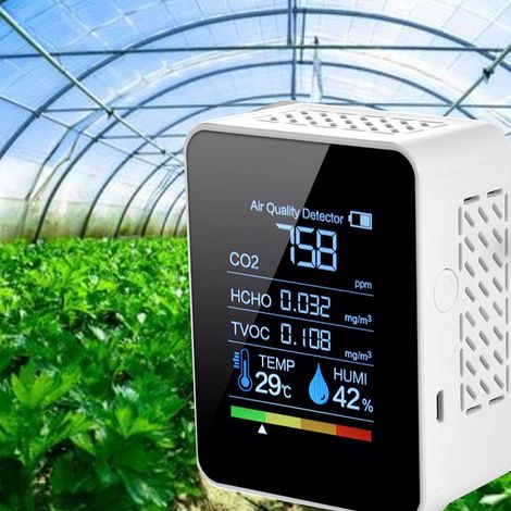 Moniteur de qualité de l'air, chargement USB, écran rétroéclairé, détection de CO2, COVT, HCHO, inspection par convection (1/5)